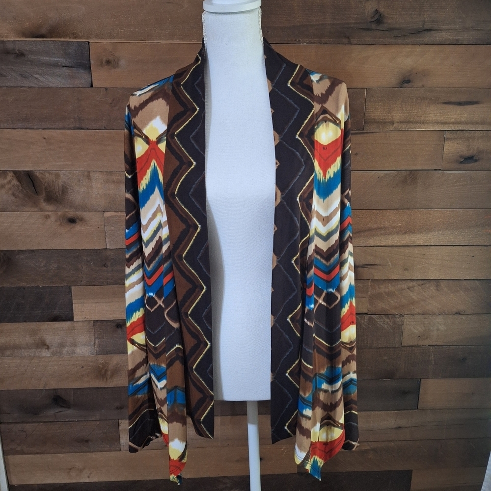 Bcbgmaxazria Abstract Print Open Front Cardigan S… - image 1